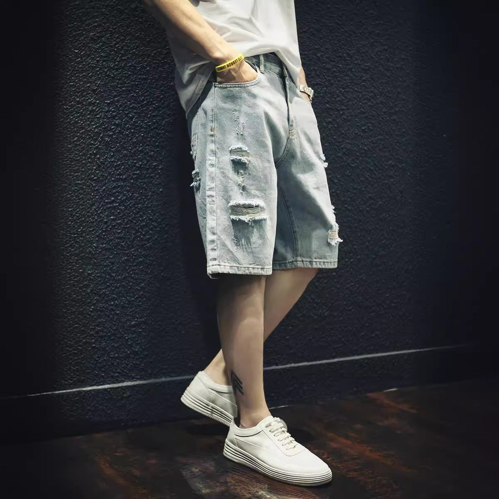 Ripped Denim Shorts