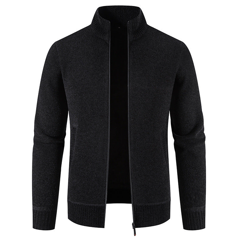 Men's Zip-up Knitted  Collar Jacket