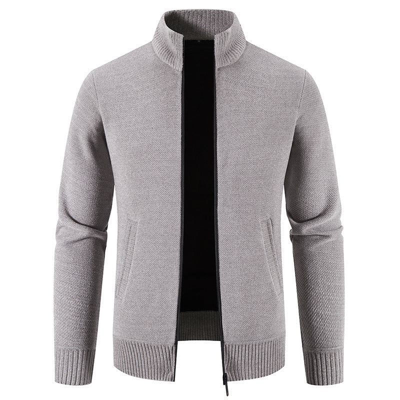 Men's Zip-up Knitted  Collar Jacket