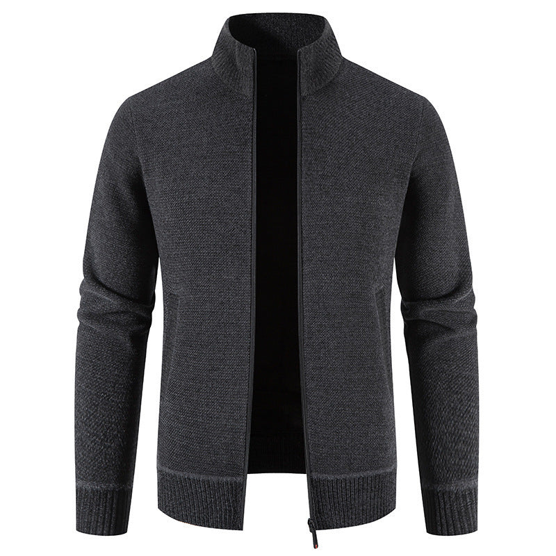 Men's Zip-up Knitted  Collar Jacket