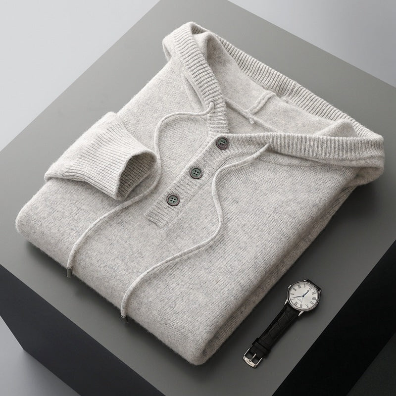 Men's American-style, High-grade Button Hoodie Sweater