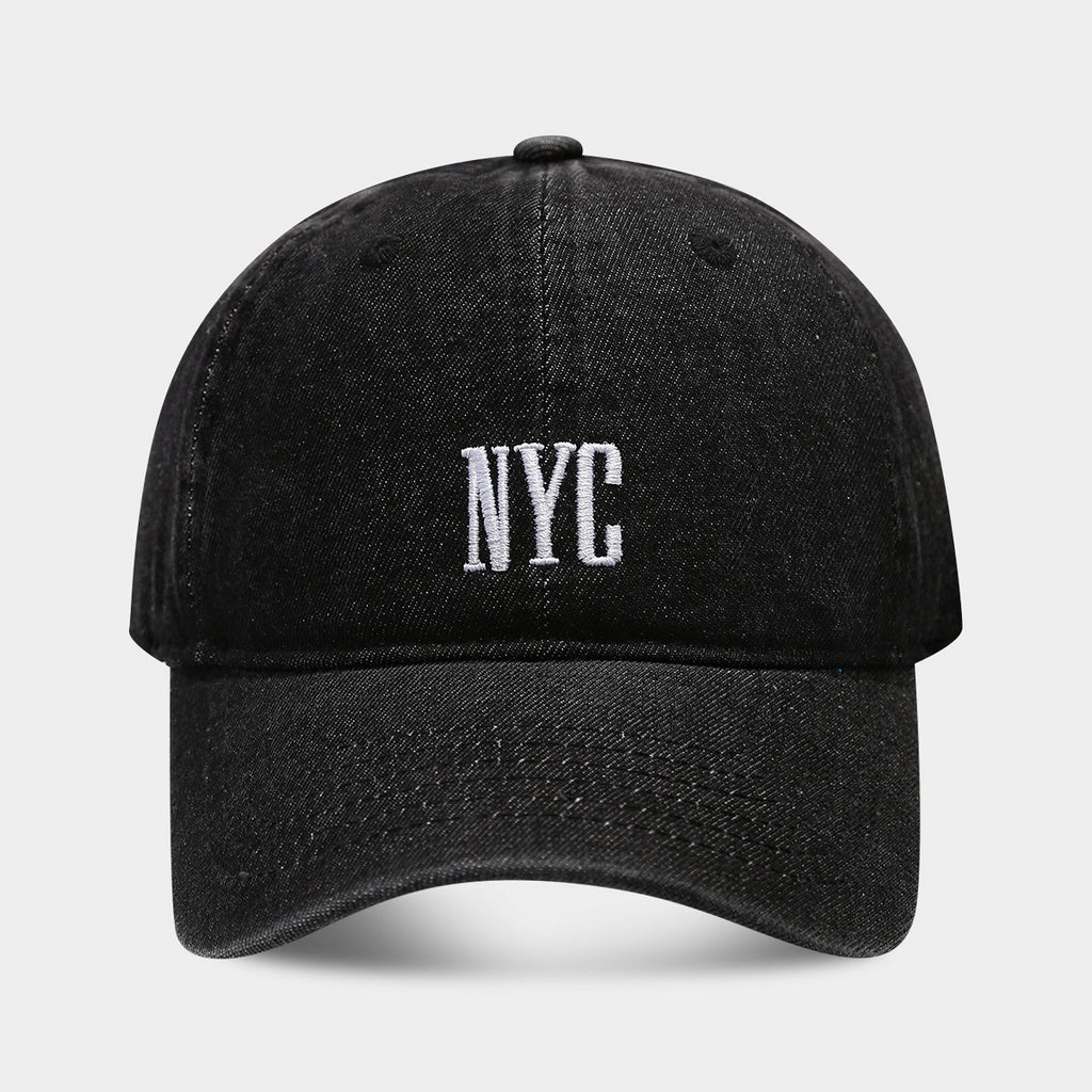 American Retro Denim Alphabet Peaked Cap