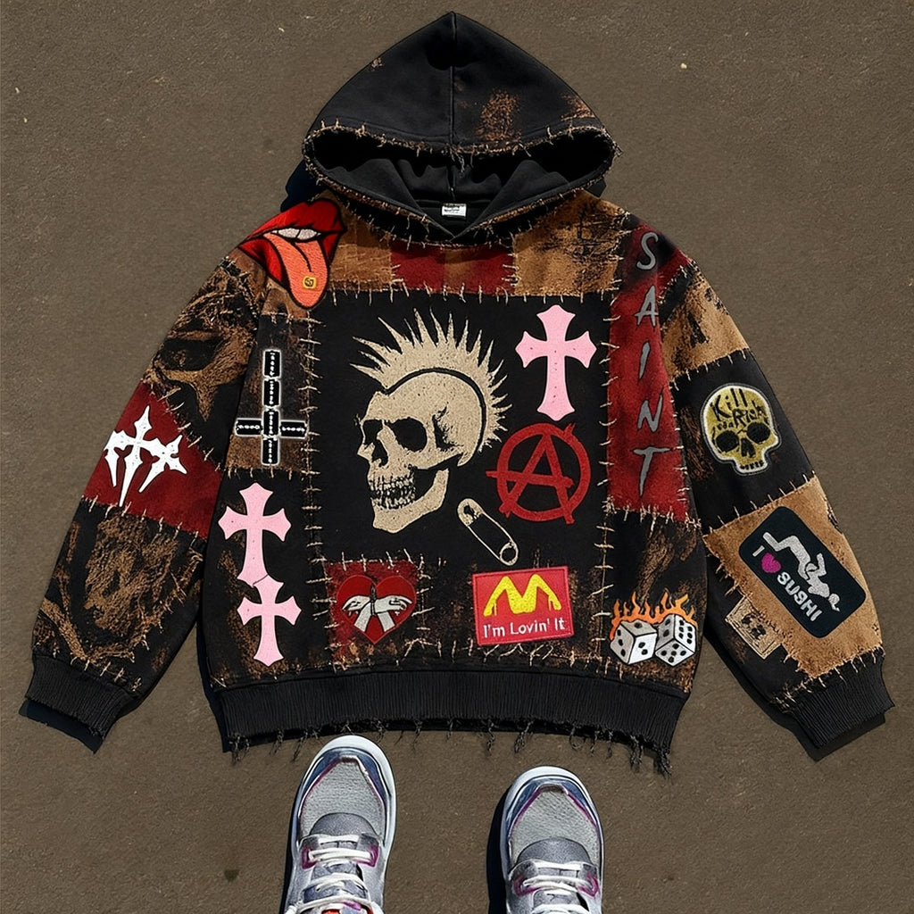 Vintage Drippy printed Hoodie