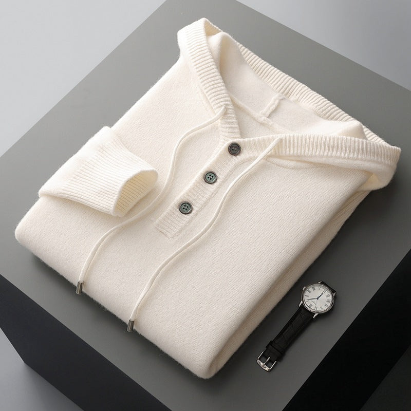 Men's American-style, High-grade Button Hoodie Sweater