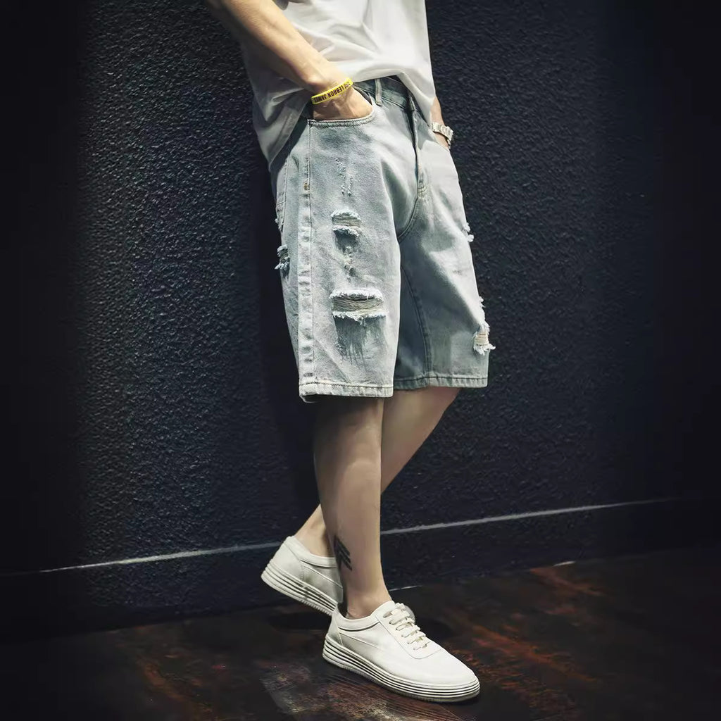 Ripped Denim Shorts