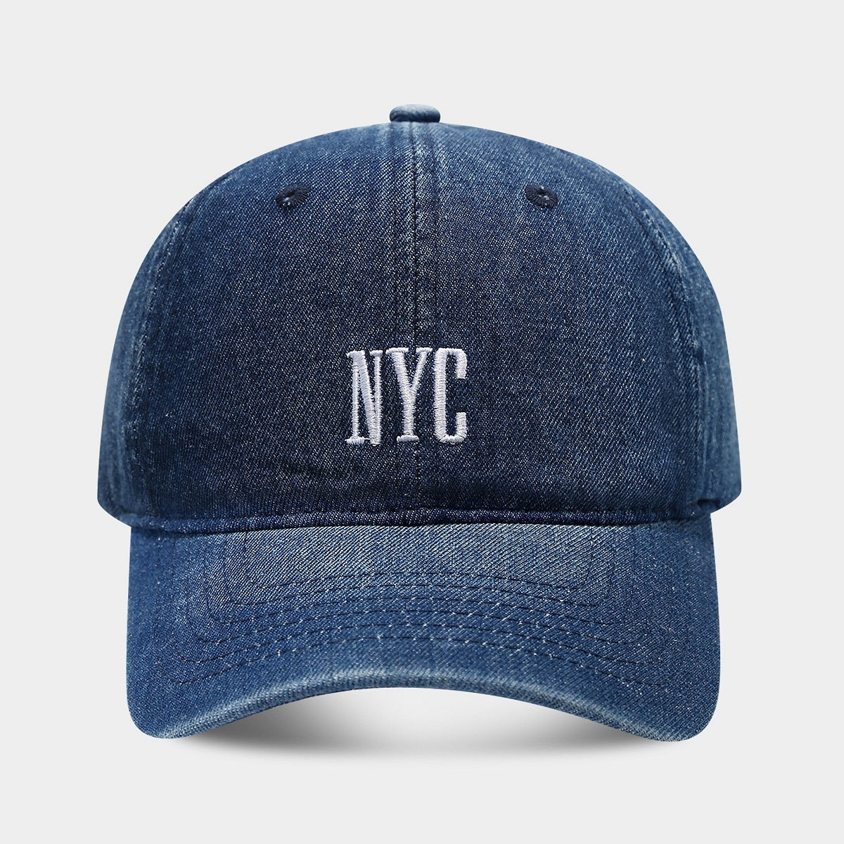American Retro Denim Alphabet Peaked Cap