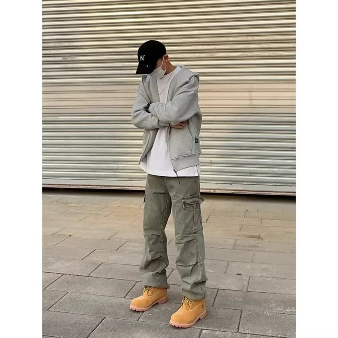 Loose Straight Heavy Stone Washed Retro Casual Denim Trousers