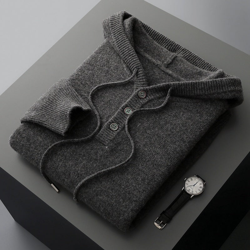 Men's American-style, High-grade Button Hoodie Sweater